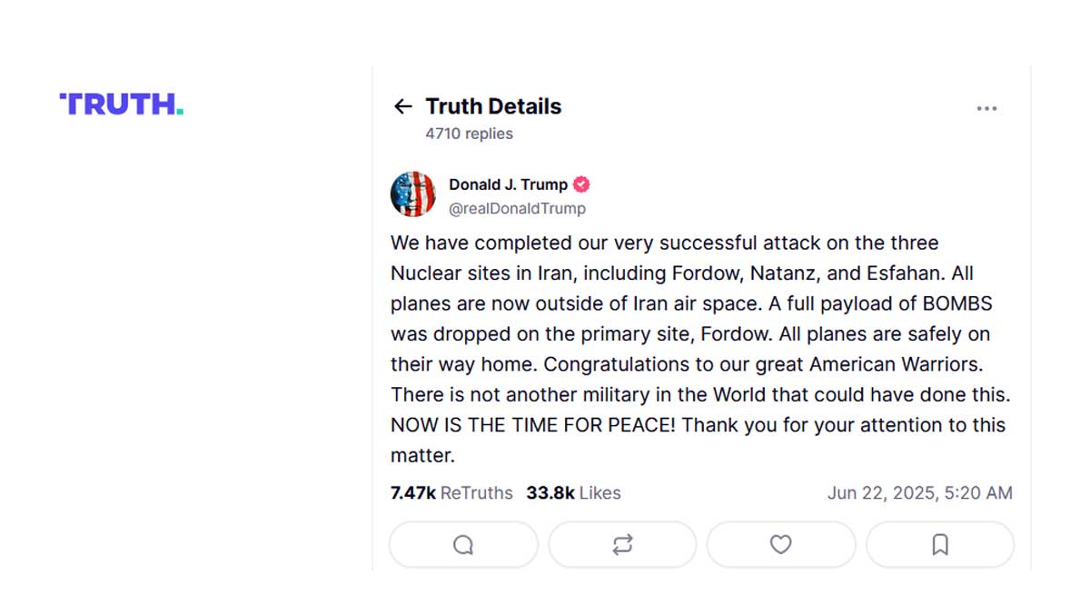 US bombs Iran nuclear sites, President Trump says | EconomyNext