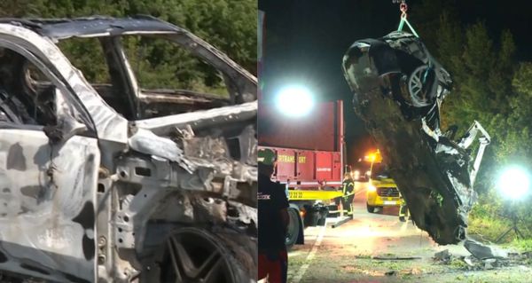 Tragédie v Německu: Tesla se vznítila po nárazu do stromu, o život přišel otec a dvě děti