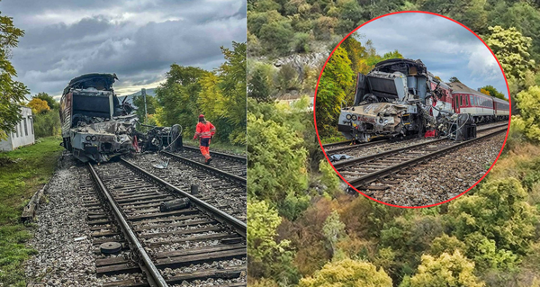 Tragédie na kolejích u Jablonova: Dva rychlíky se srazily čelně, jeden visí nad propastí!